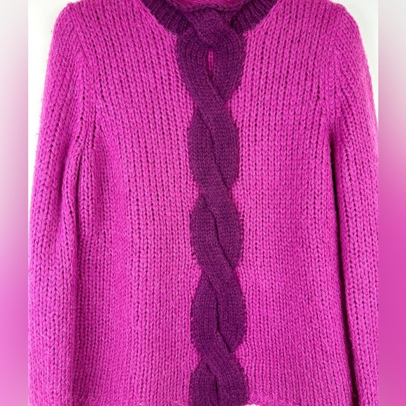 L.L. Bean Magenta Mock Neck Mohair Blend Sweater - Picture 2 of 7